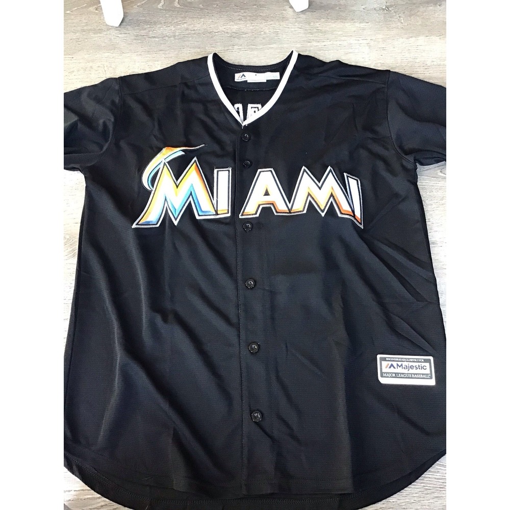 Miami Marlins Baseball Fernandez #16 Black Majestic Jersey Men's Size Large